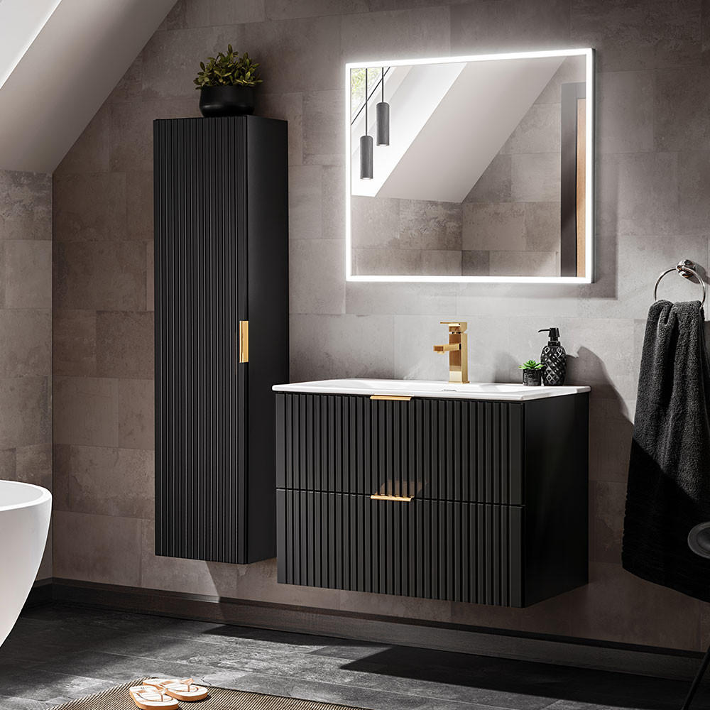 Lomado Badmöbel-Set Schwarz 130x200x46 cm