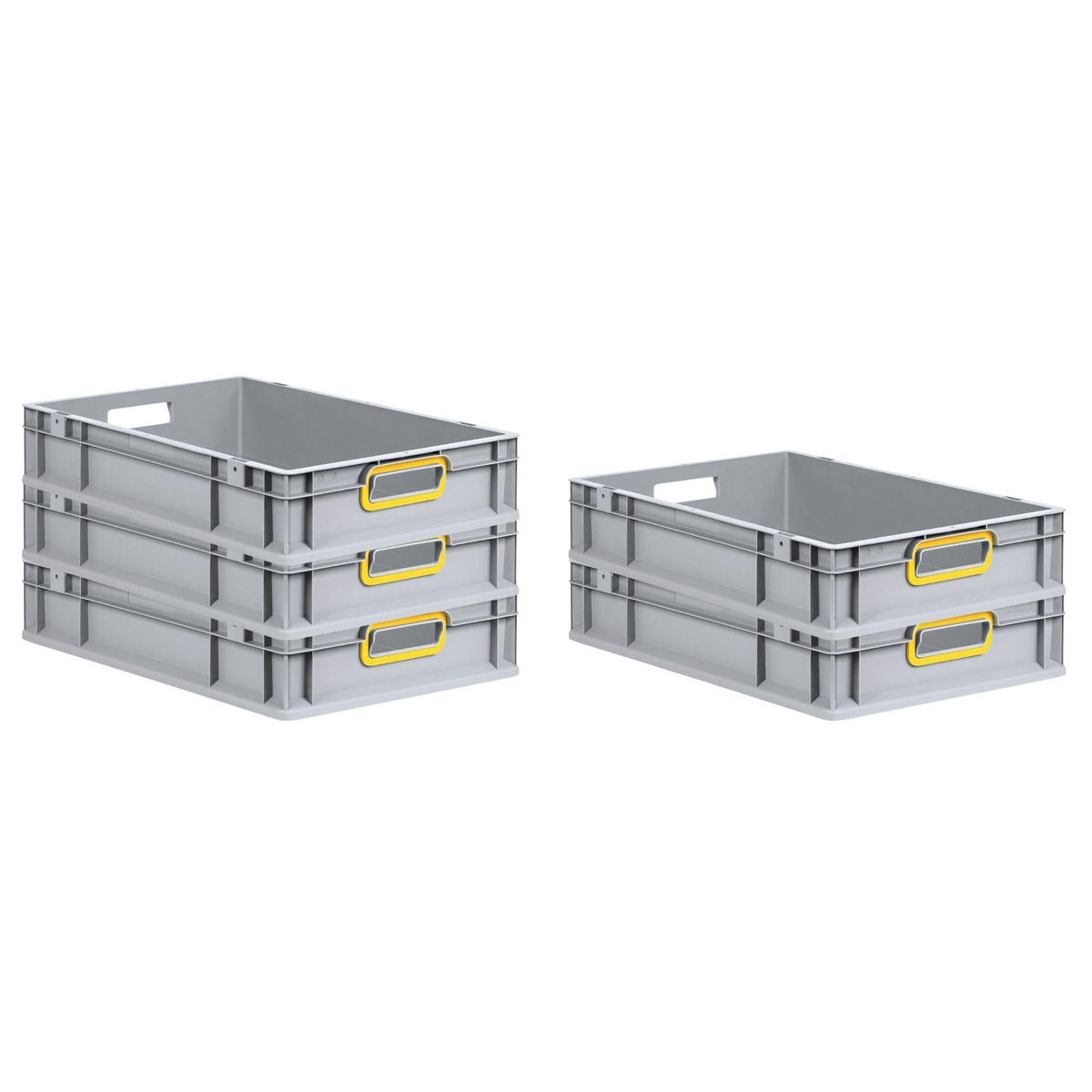 EUROBOX 5x Nextgen Color 12x40x60cm 23 Liter Griffe Gelb Offen - Gelb, Kunststoff (40/12/60cm) - PROREGAL