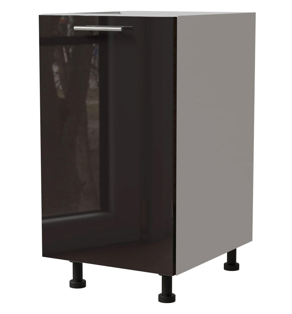 KÜCHENUNTERSCHRANK Essen D1D/45 Schwarz Hochglanz / Weiß Matt 45 / 50 / 82cm - Schwarz Hochglanz/Schwarz, Holz/Holzwerkstoff (45/82/50cm) - Feldmann-Wohnen