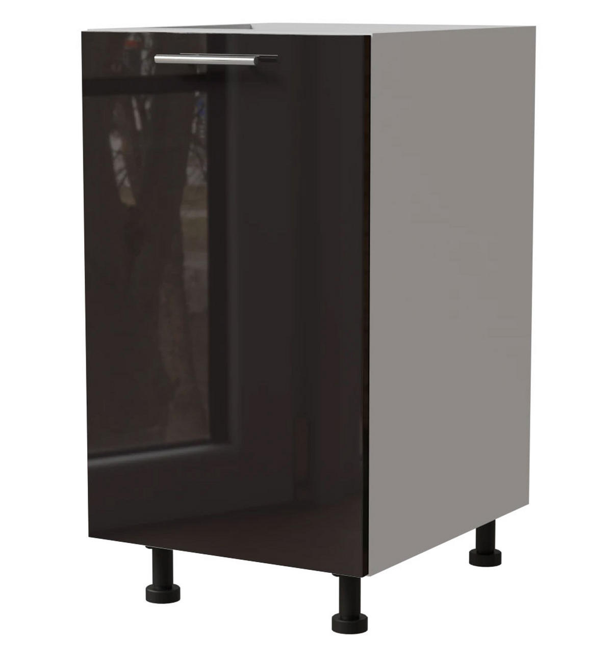 KÜCHENUNTERSCHRANK Essen D1D/45 Schwarz Hochglanz / Weiß Matt 45 / 50 / 82cm - Schwarz Hochglanz/Schwarz, Holz/Holzwerkstoff (45/82/50cm) - Feldmann-Wohnen