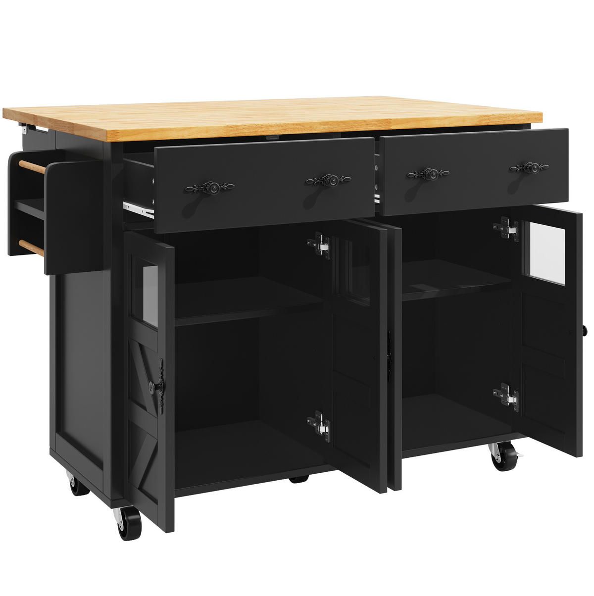 KÜCHENINSEL mit ausziehbarer Platte 140 cm Schwarz - Schwarz, Holz (73/93.5/140cm) - Beauniv