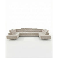ECKSOFA U-Form WILD MAXI U2 mit Schlaffunktion 125x329 Velours Beige - Chromfarben/Beige, Holz/Textil (400/90/203cm) - Muffo