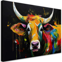 WANDBILD abstrakte bunte schottische kuh - Multicolor, Textil (60/40cm) - Feeby