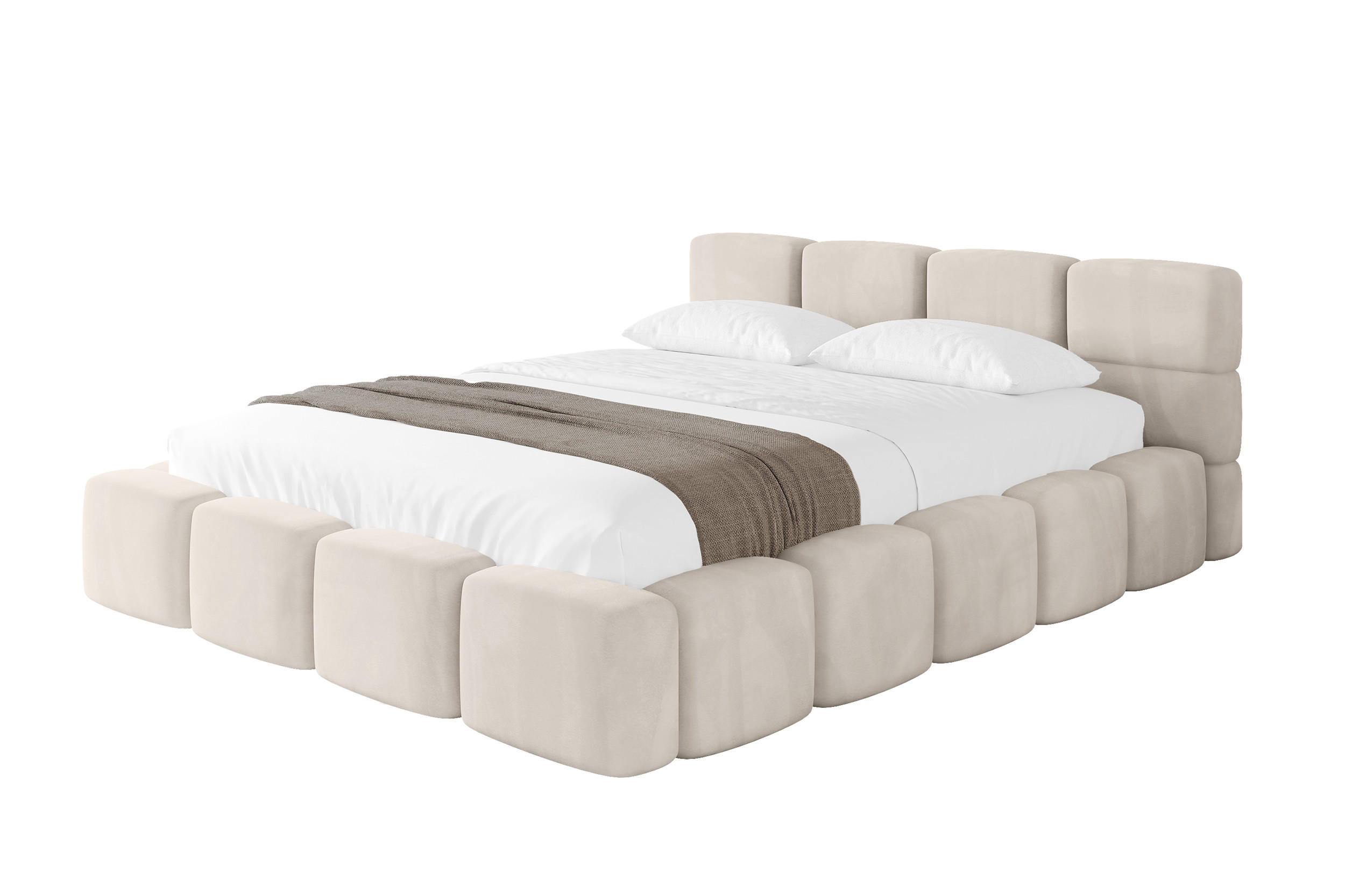 POLSTERBETT mit Bettkasten und Lattenrost, Bett mit Matratze H3/H4, Kopfteil, Boxbett, Doppelbett mit Stauraum - NATA-v1 200x200 Beige - Beige, Holzwerkstoff/Textil (200/200cm) - ALTDECOR
