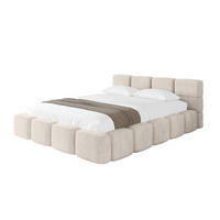 POLSTERBETT mit Bettkasten und Lattenrost, Bett mit Matratze H3/H4, Kopfteil, Boxbett, Doppelbett mit Stauraum - NATA-v1 200x200 Beige - Beige, Holzwerkstoff/Textil (200/200cm) - ALTDECOR