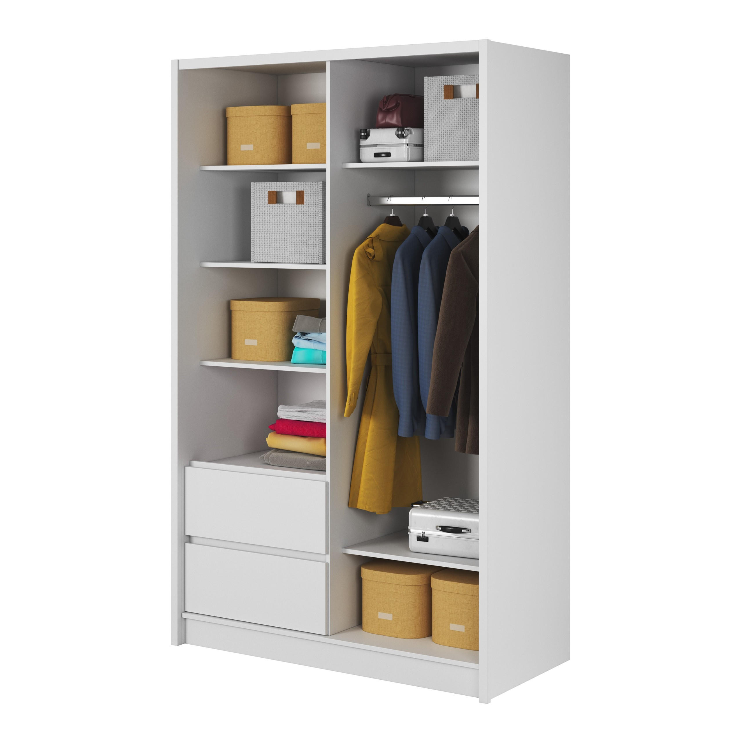 SCHWEBETÜRENSCHRANK SABRINA 134/214/62 cm 3-türig mit Spiegel Weiß - Weiß, Holzwerkstoff (134/214/62cm) - MASSENO