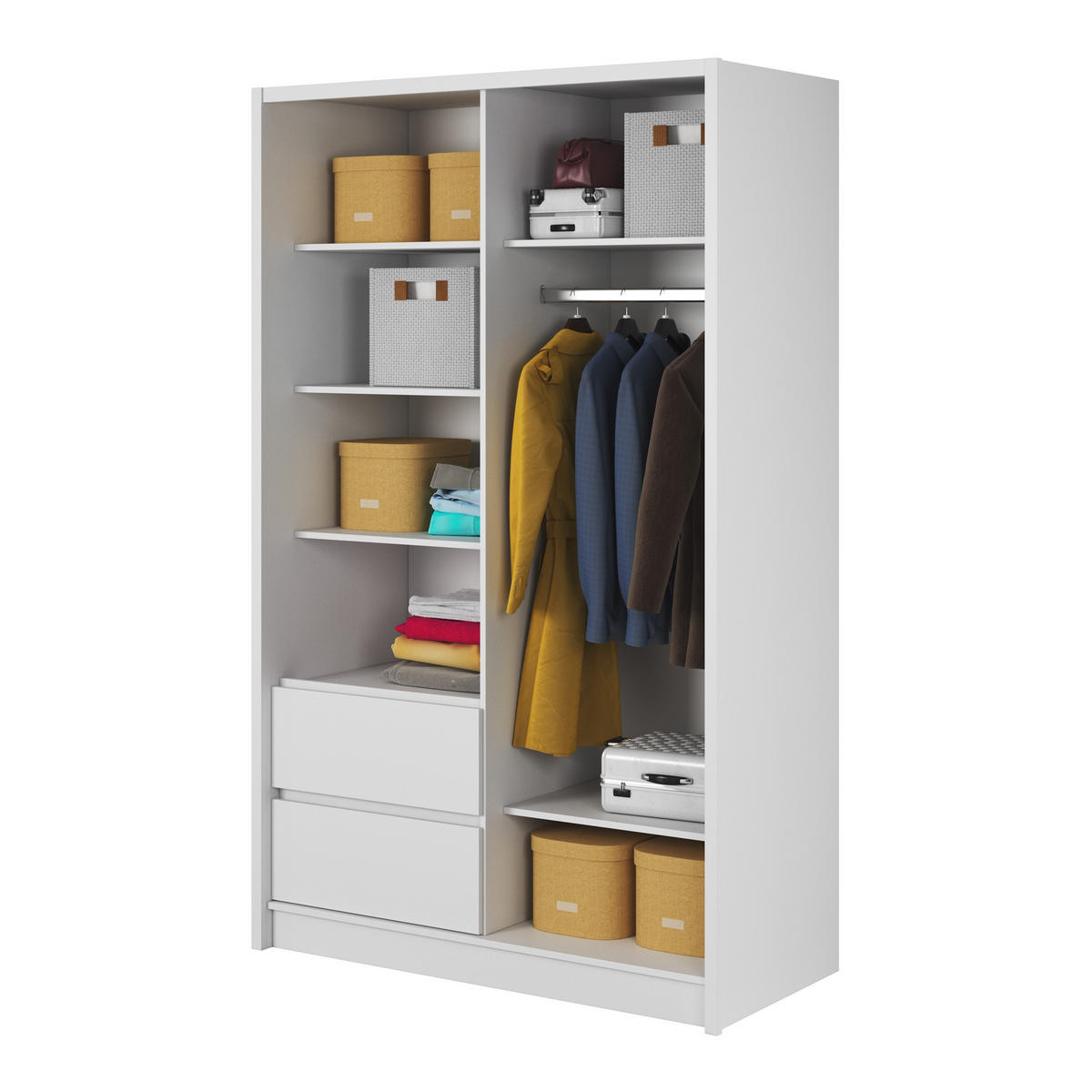 SCHWEBETÜRENSCHRANK SABRINA 134/214/62 cm 3-türig mit Spiegel Weiß - Weiß, Holzwerkstoff (134/214/62cm) - MASSENO