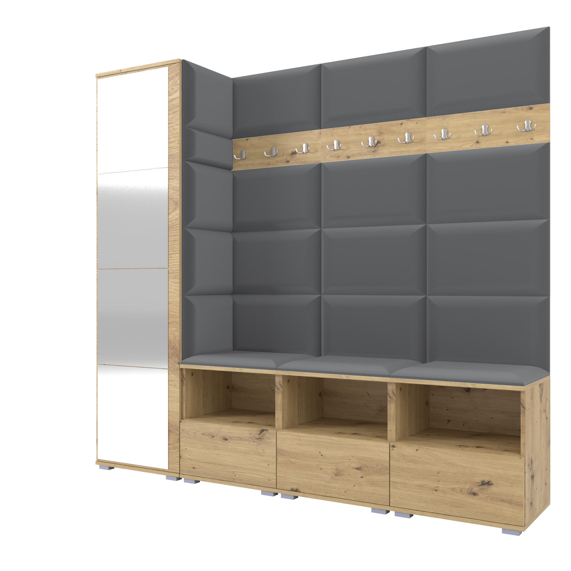 Ravio Garderobe Eiche Artisan, Dunkelgrau 200x187x40 cm