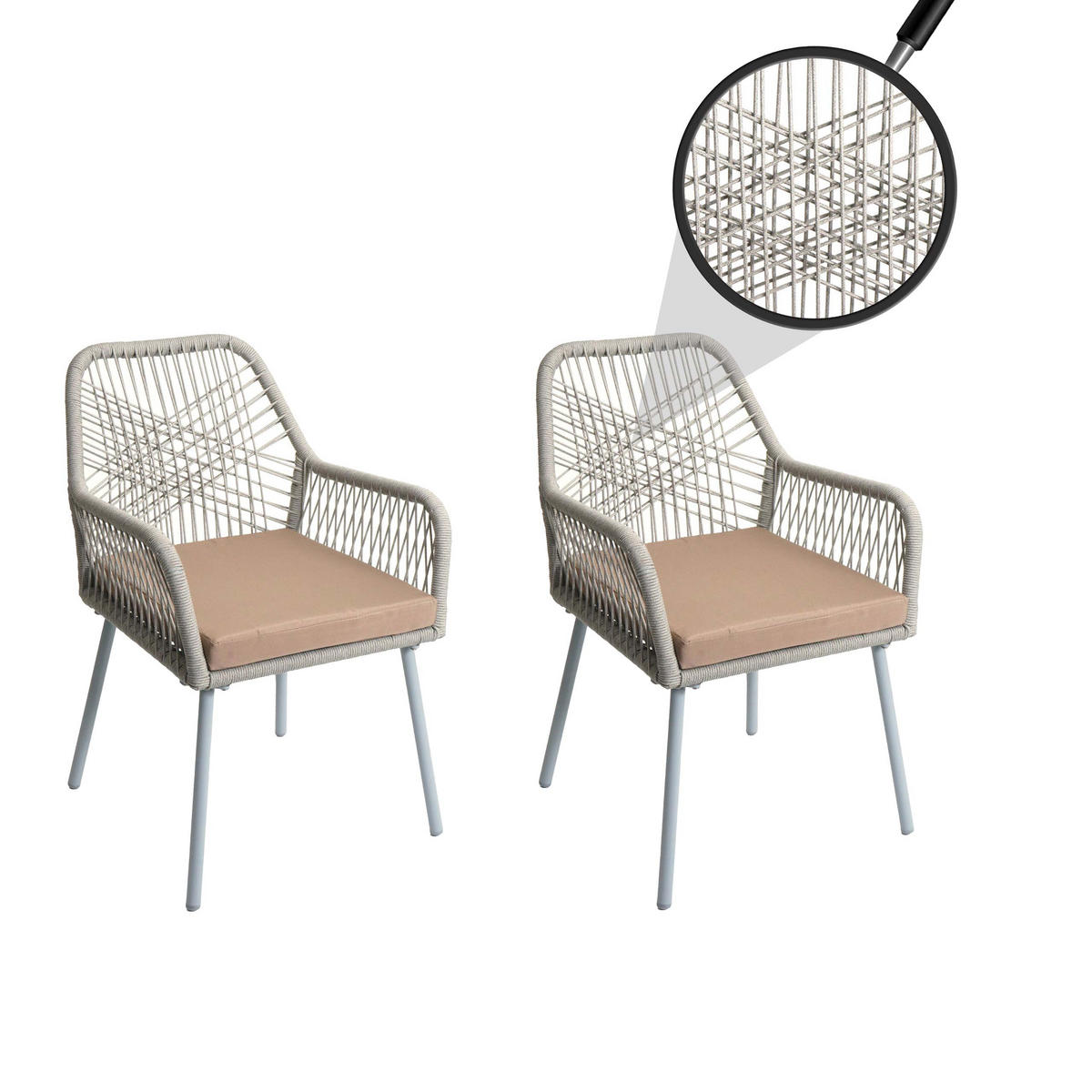 GARTENSTUHL Grau, Taupe - Taupe/Grau, Textil (54/81/62cm) - MCW