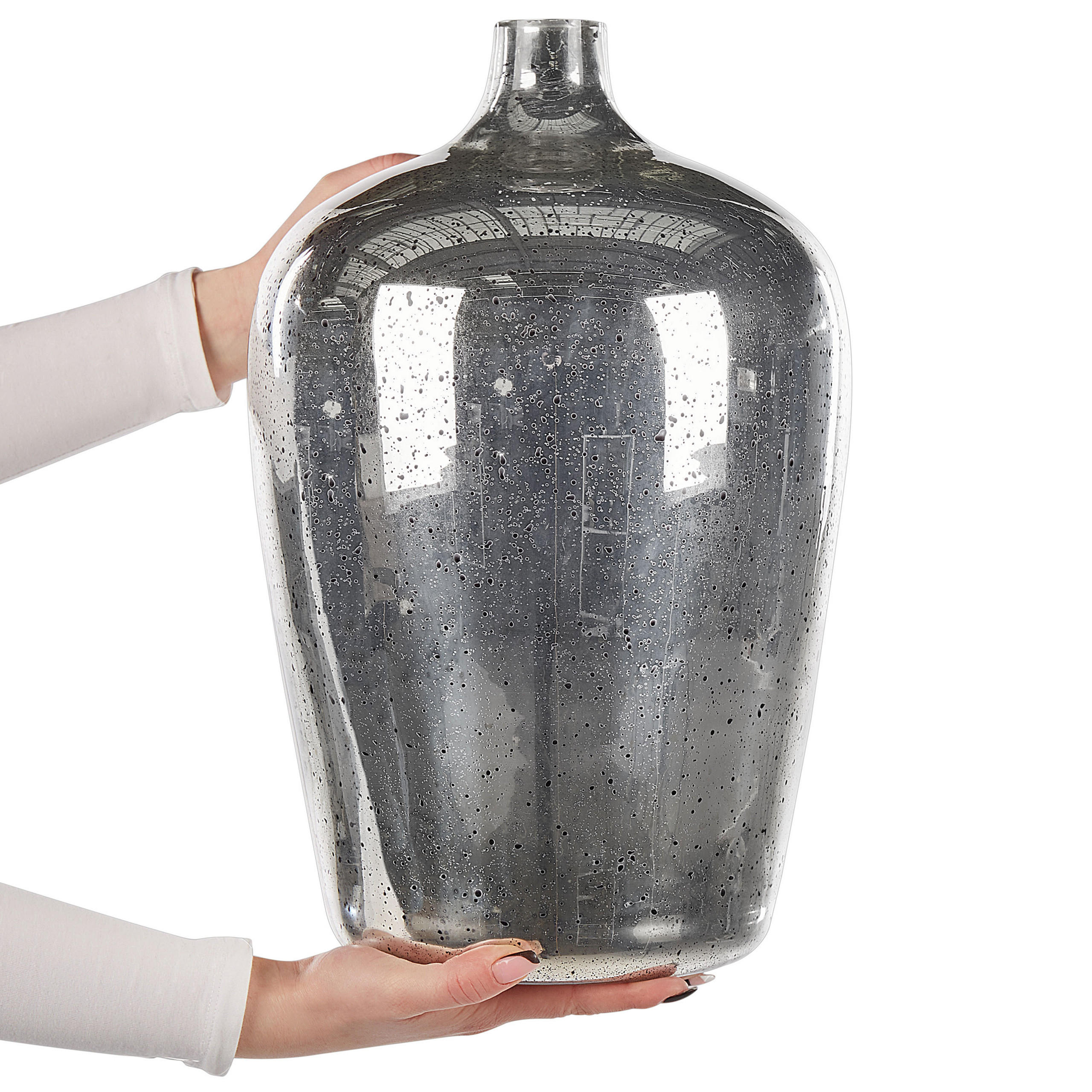 BLUMENVASE Glas silber Kachori - Silberfarben, Glas (40cm) - Beliani