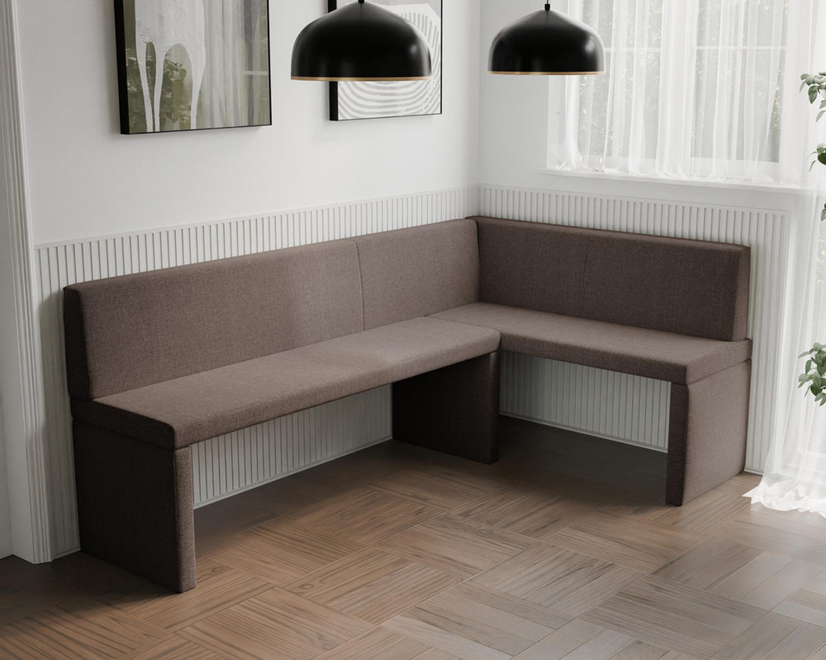 ECKBANK rechts OWEN Webstoff, 142/196 cm Braun - Braun, Holz/Textil (142/196cm) - Idohome