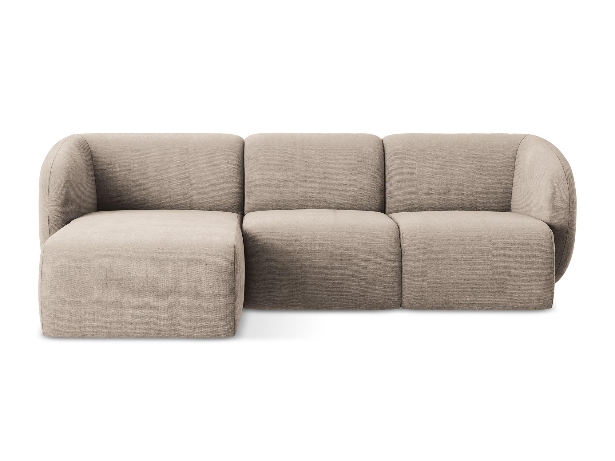 ECKSOFA Links Chenille Stoff Beige - Schwarz/Cappuccino, Holzwerkstoff/Kunststoff (248/166cm) - Makamii