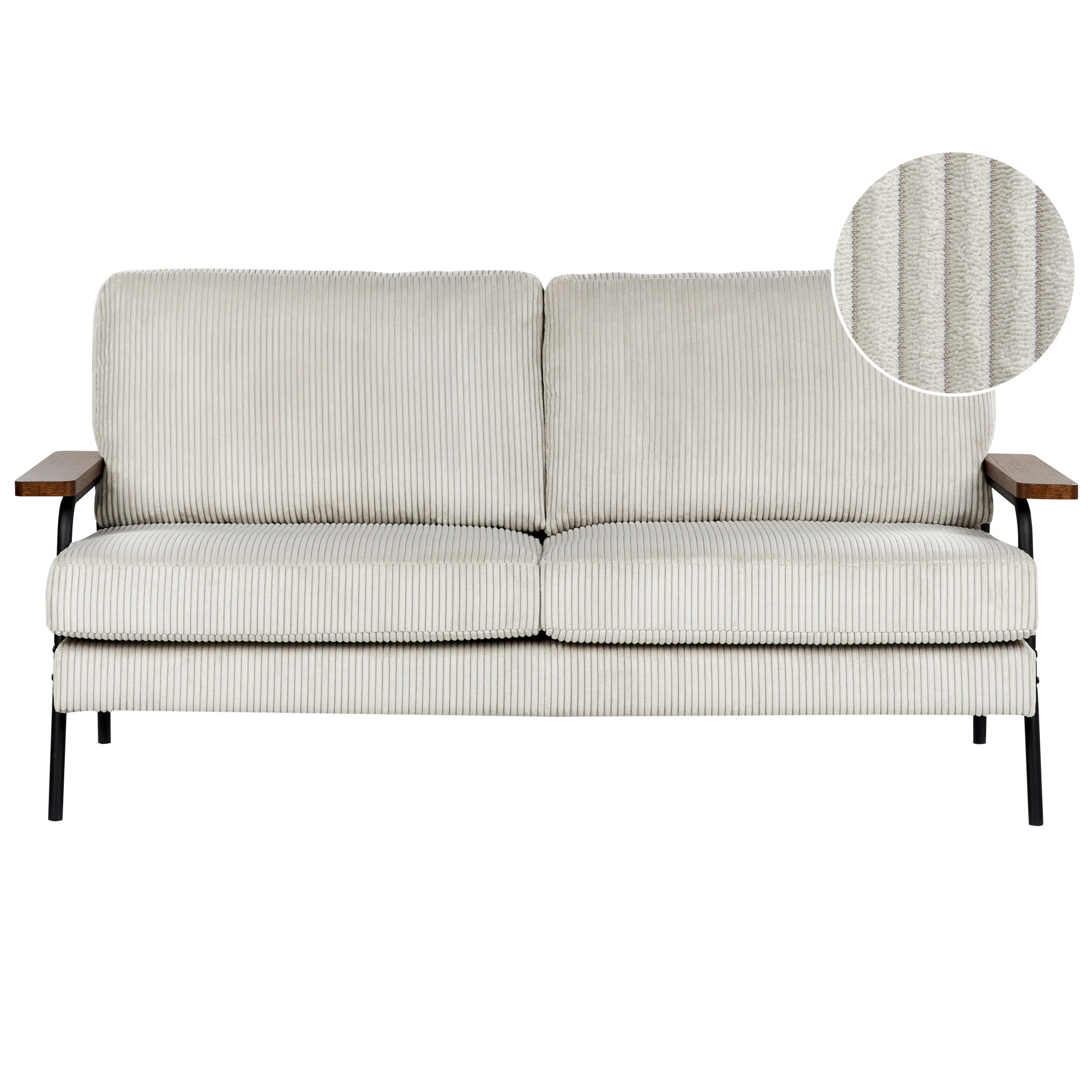 3-SITZER-SOFA Cord hellgrau Akranes - Dunkelbraun/Schwarz, Textil (181/89/80cm) - Beliani