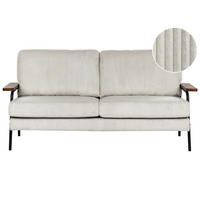 3-SITZER-SOFA Cord hellgrau Akranes - Dunkelbraun/Schwarz, Textil (181/89/80cm) - Beliani