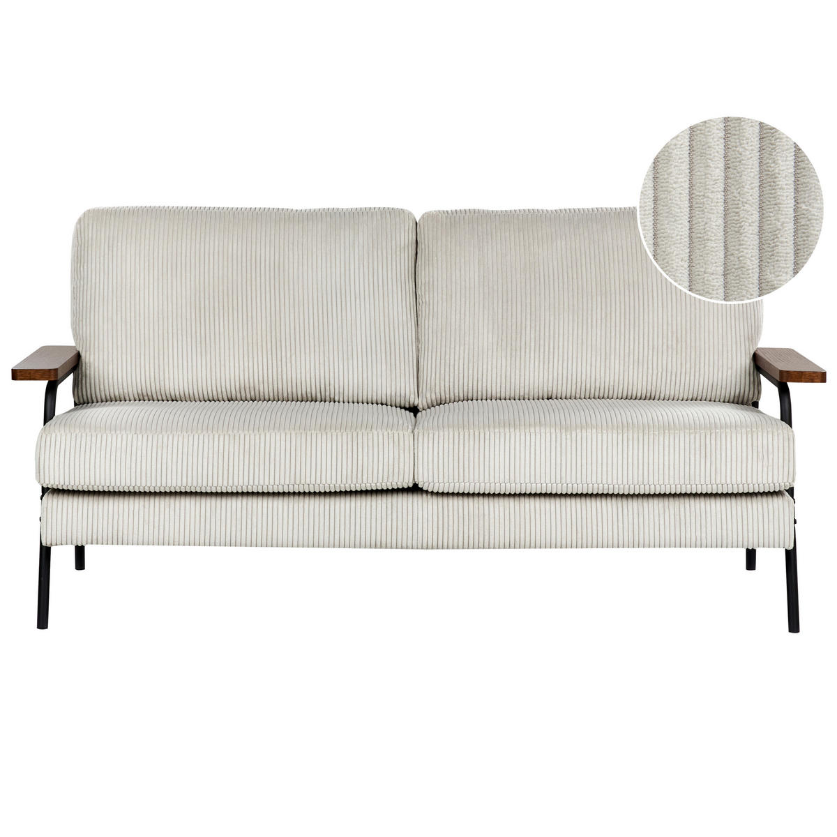 3-SITZER-SOFA Cord hellgrau Akranes - Dunkelbraun/Schwarz, Textil (181/89/80cm) - Beliani