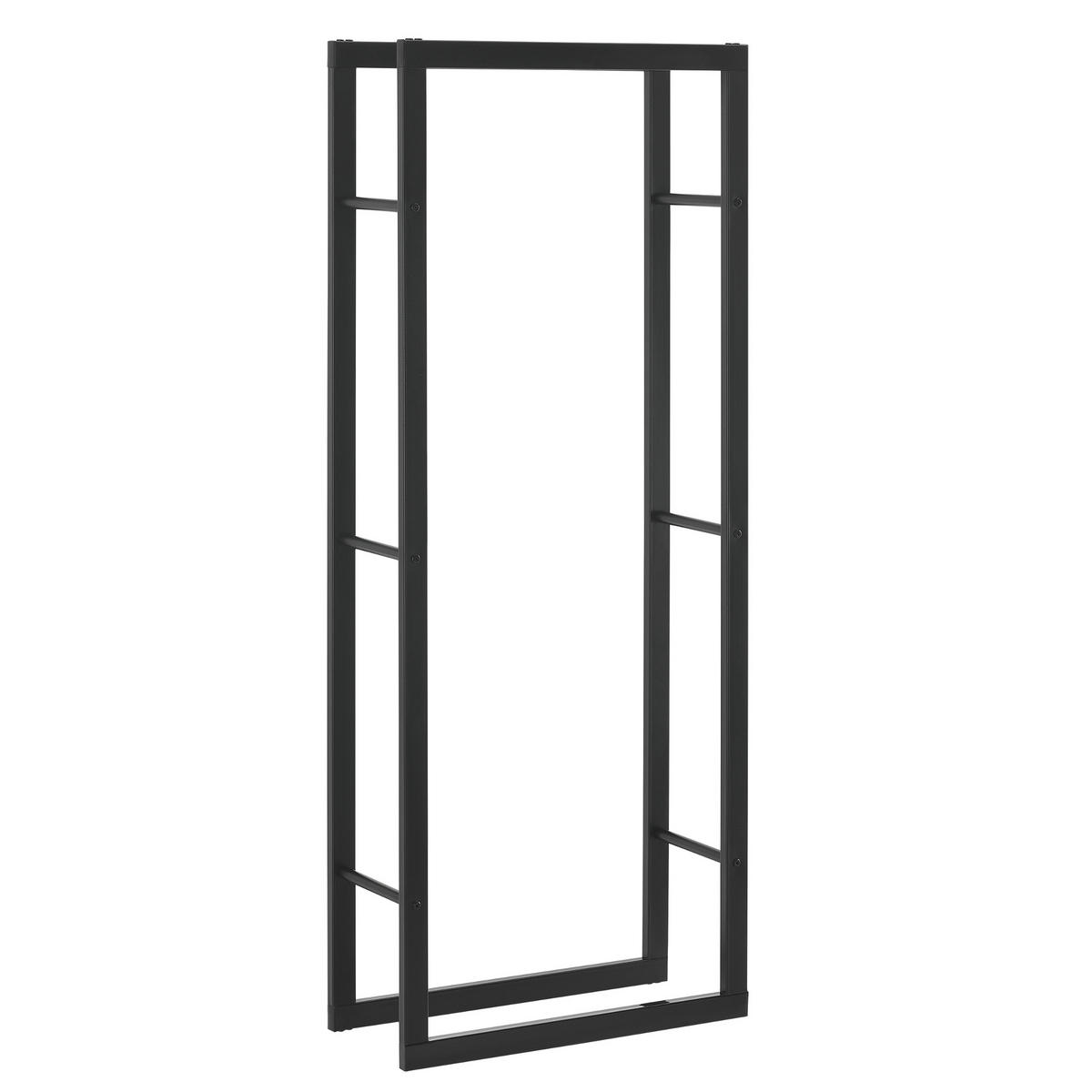 KAMINHOLZREGAL Kasan - Schwarz, Metall (50/150/25cm) - [en.casa]