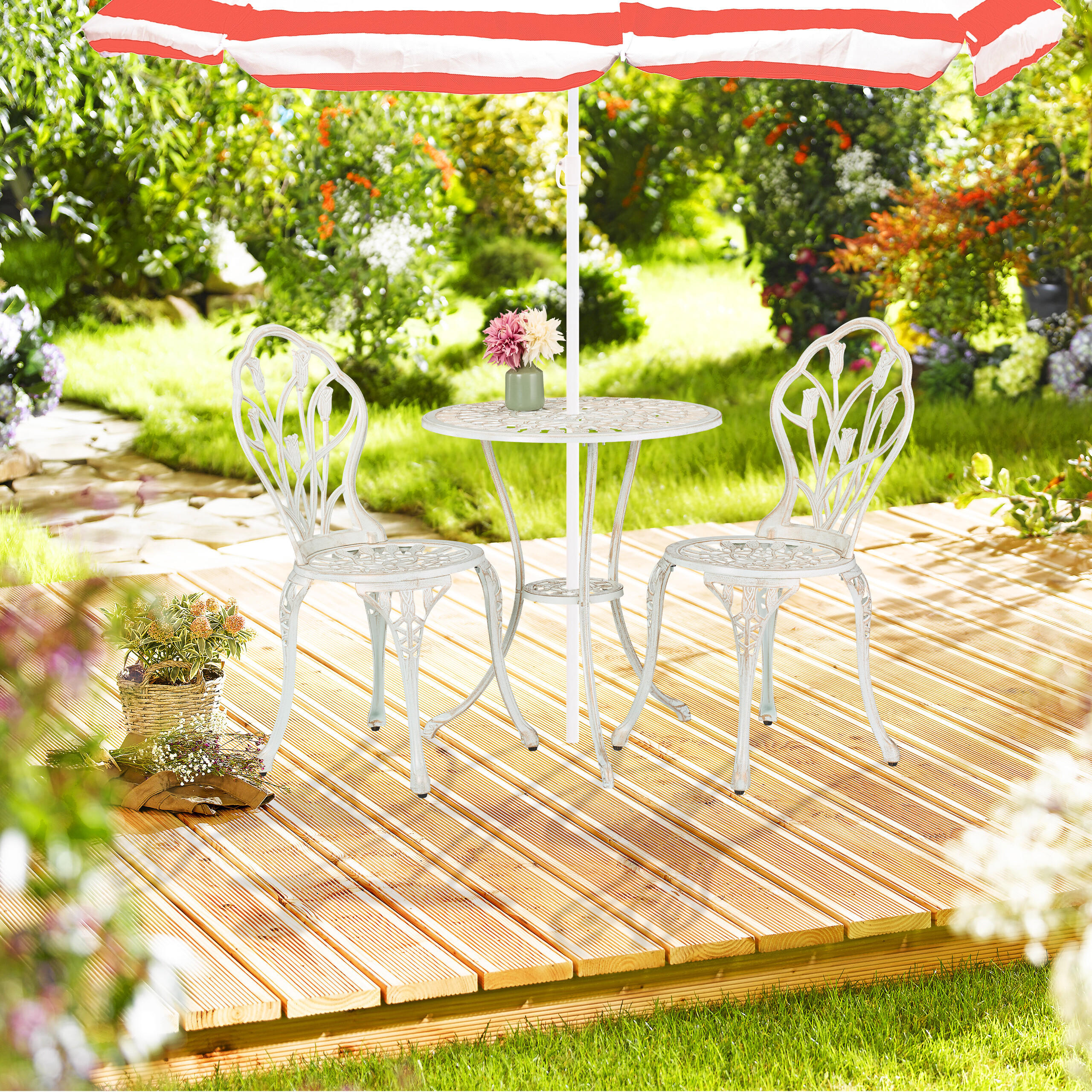 3-TLG.GARTENMÖBEL-SET - Multicolor, Metall - Relaxdays
