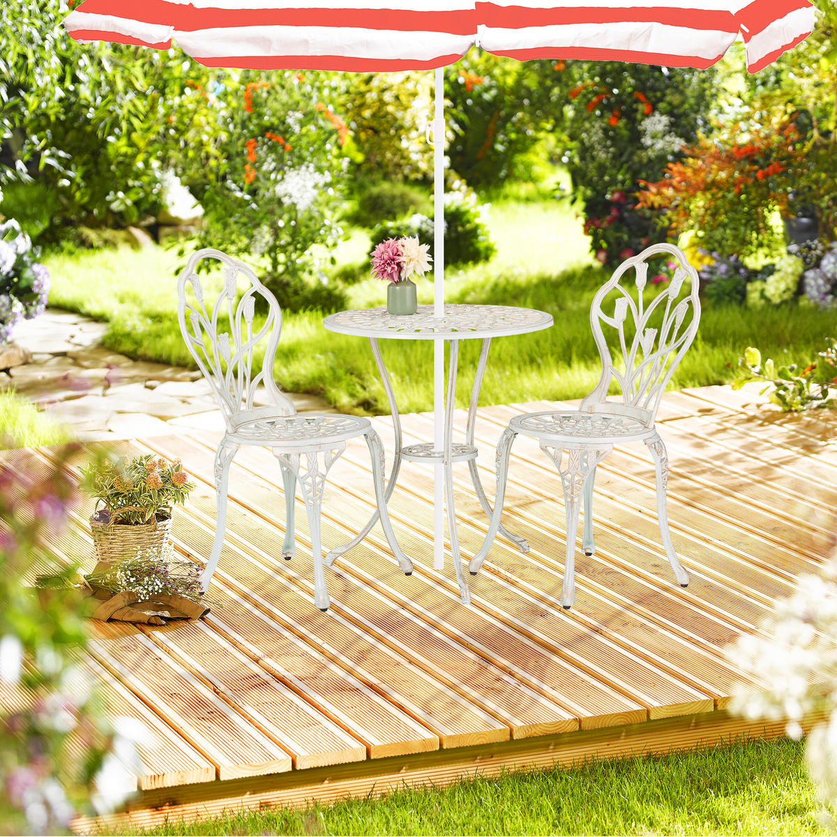 3-TLG.GARTENMÖBEL-SET - Multicolor, Metall - Relaxdays