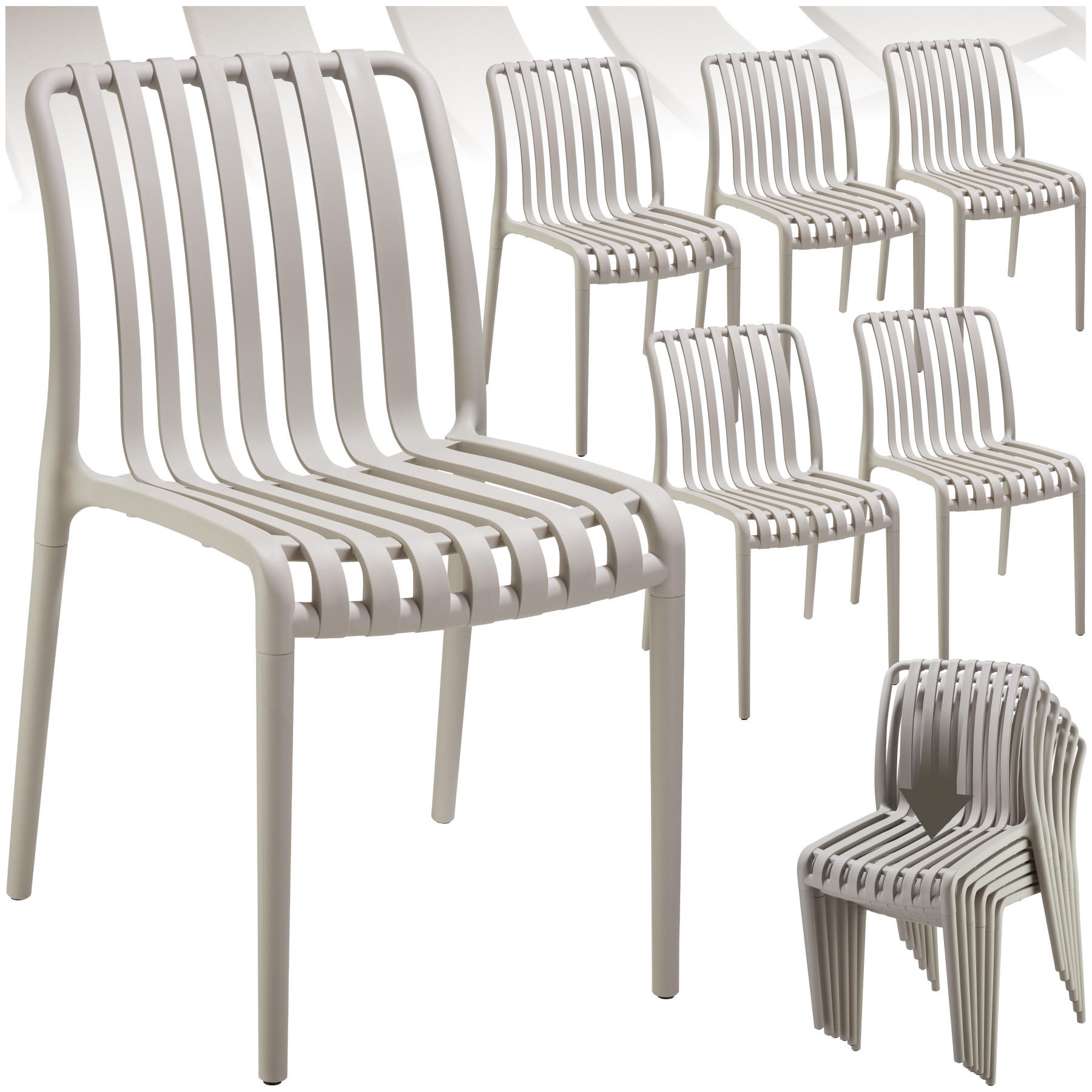 GARTENSTÜHLE Alcudia,47 x 58 x 80,5 cm, Belastbarkeit 110 kg,taupe - Taupe, Textil (47/80.5/58cm) - tectake