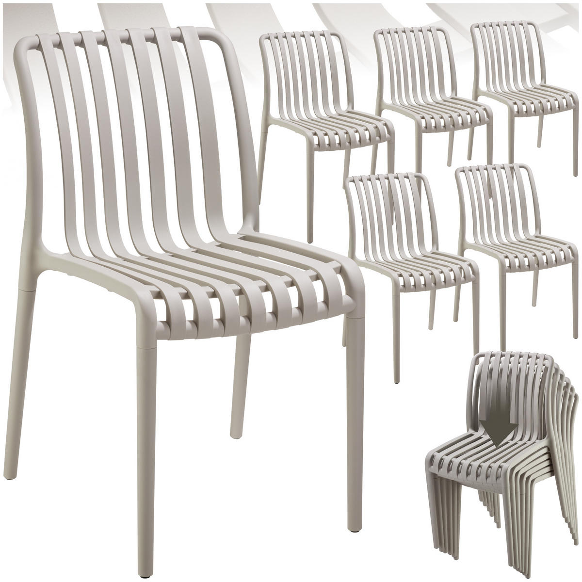 GARTENSTÜHLE Alcudia,47 x 58 x 80,5 cm, Belastbarkeit 110 kg,taupe - Taupe, Textil (47/80.5/58cm) - tectake