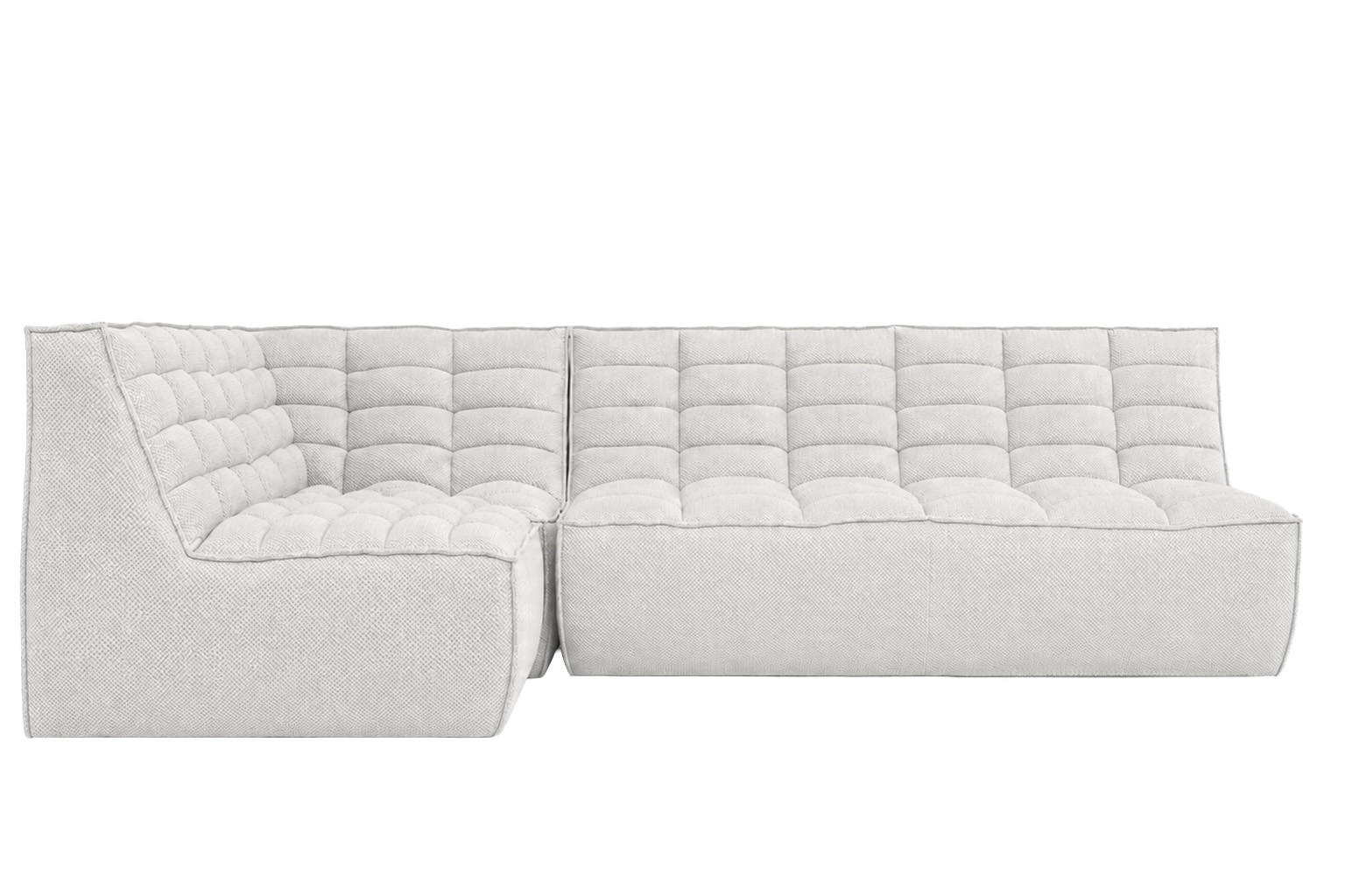 ECKSOFA Modulare L-Form, Plüschstoff Pop, Ice, Links, LAZY L Mini - Weiß, Holz (253/173cm) - Kaiser Möbel