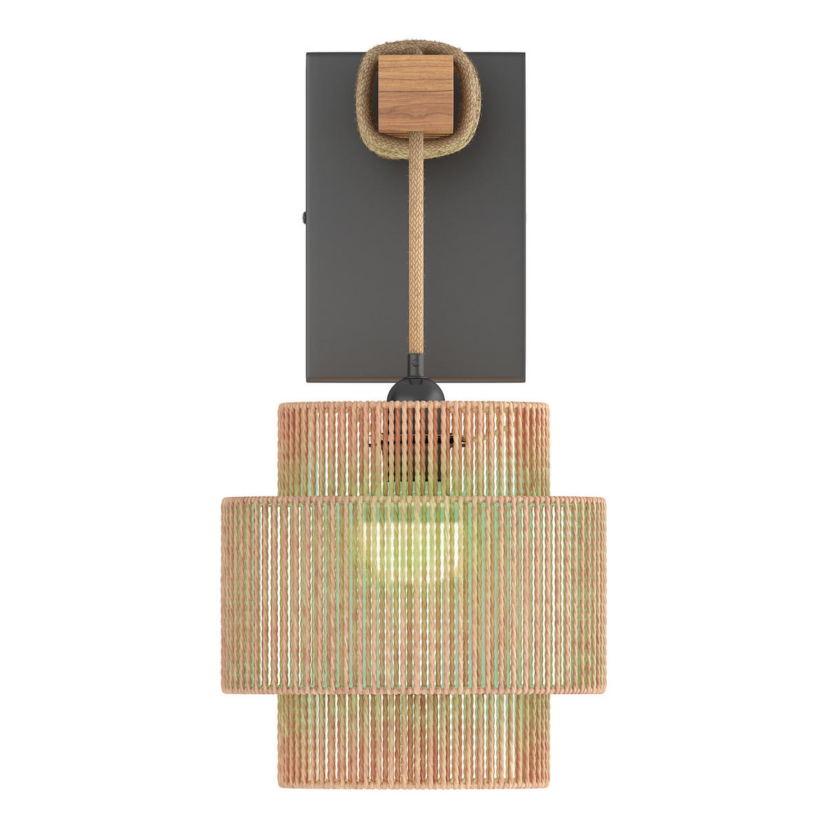 WANDLEUCHTE - mit Akku-Leuchtmittel - RGB-Leuchtmittel - inkl. Fernbedienung - Beige, Holz/Papier (20/40/30cm) - home24