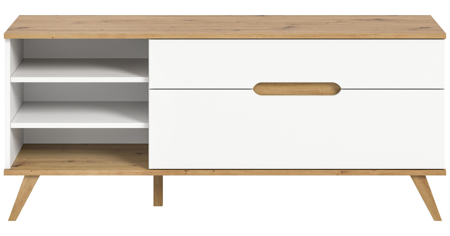 TV-LOWBOARD weiß, Eiche 140 cm, TV-Unterteil mit Soft-Close-Funktion - Eichefarben/Weiß, Holzwerkstoff/Metall (140/60/40cm) - Inn.Furn