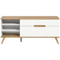 TV-LOWBOARD weiß, Eiche 140 cm, TV-Unterteil mit Soft-Close-Funktion - Eichefarben/Weiß, Holzwerkstoff/Metall (140/60/40cm) - Inn.Furn