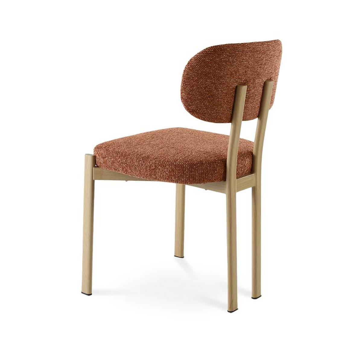 STÜHLE 4er-Set gepolstert skandinavisch mit terrakottafarbenem Chenille-Stoff und Beinen aus Metall in Eichenoptik – MIA - Terracotta/Schwarz, Textil/Metall (46.5/82/47.5cm) - Sicaan