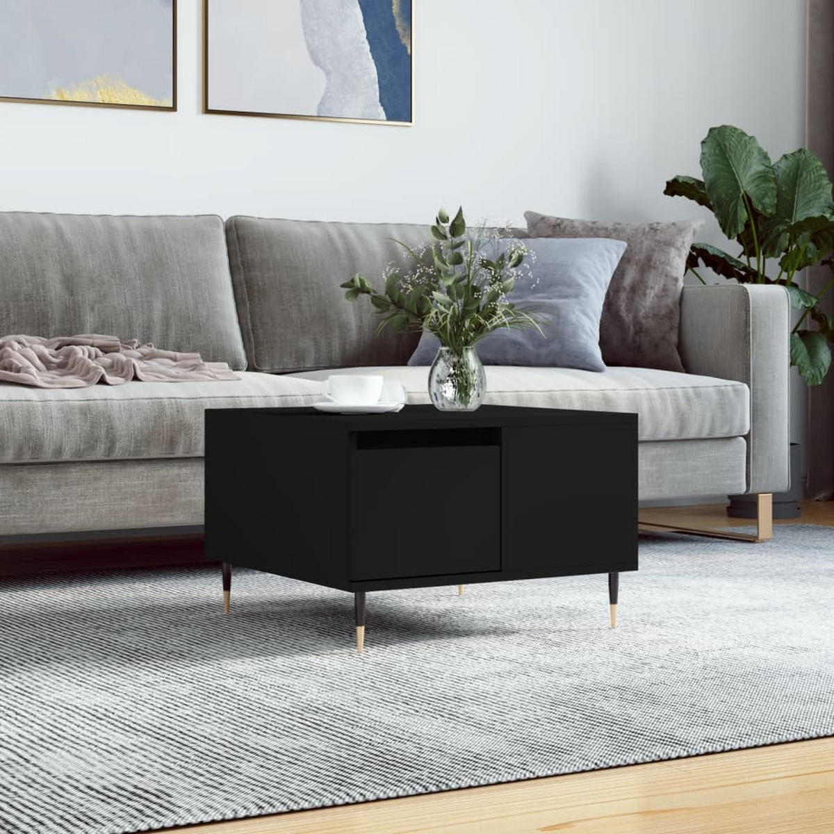 COUCHTISCH Schwarz 55x55x36,5 cm Holzwerkstoff - Schwarz, Holzwerkstoff (55/55/36.5cm) - furnicato