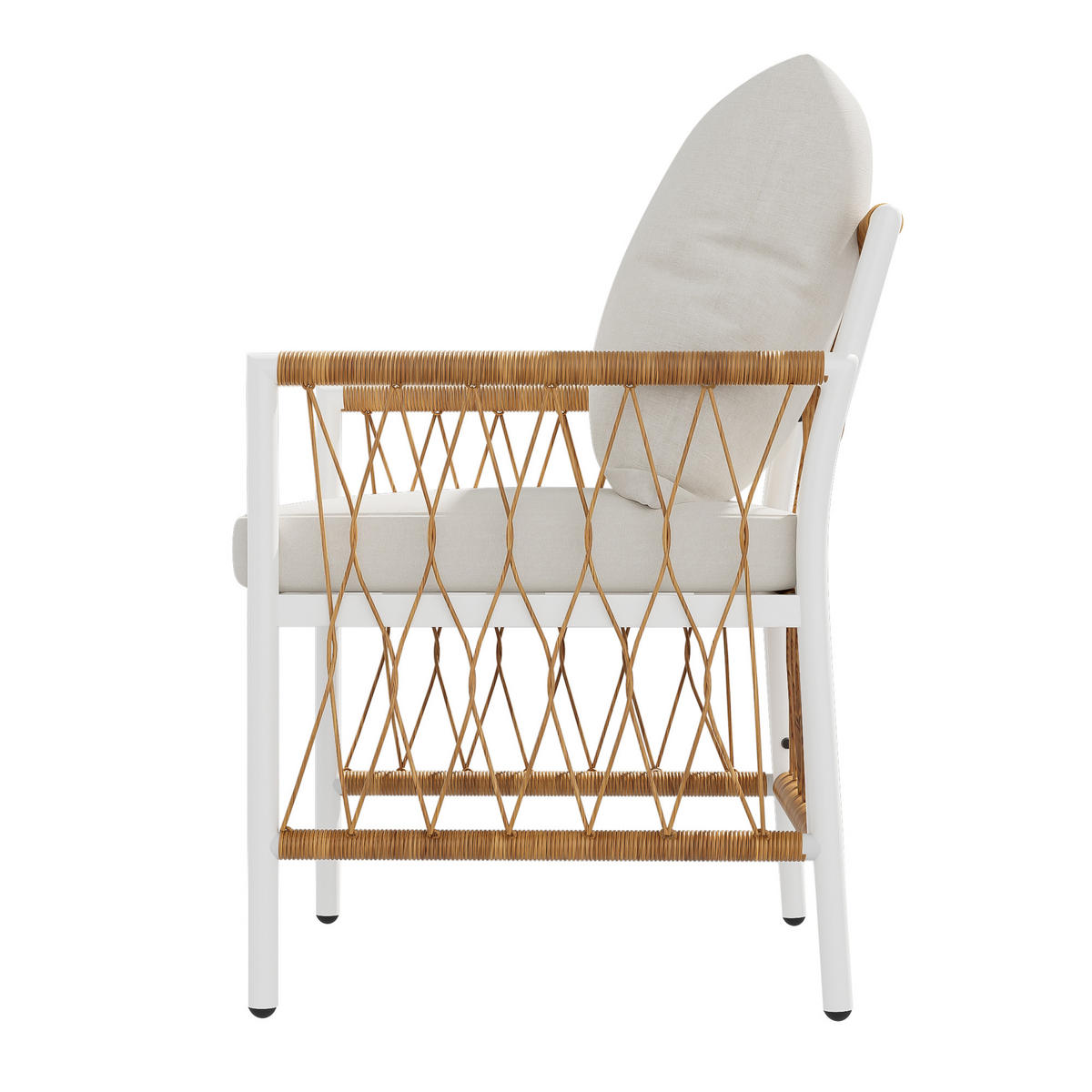 GARTENSETS aus Eisen & Polyester 159,5x77,5x75 cm Beige mit 1 Tisch & 6 Stühlen - Beige, Metall - Modfu