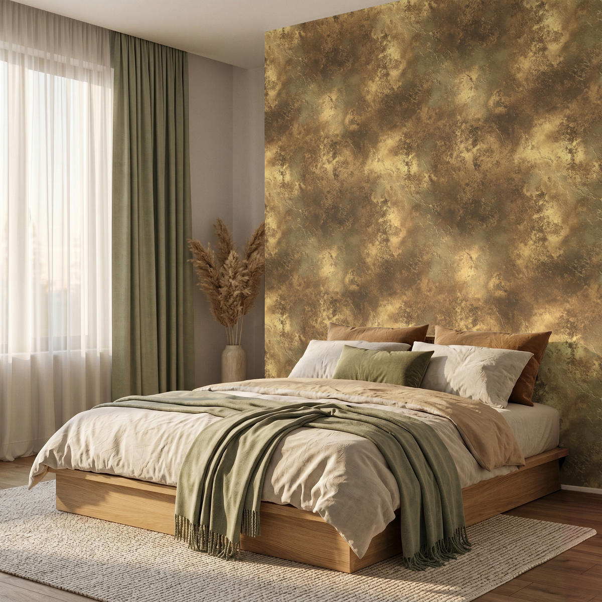 TAPETE - Antik - Metallic-Look - Gold - 220x280 cm - Messingfarben, Papier (220/280cm) - OnlyWow