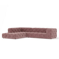 ECKSOFA Cosimo Rosa Samtstoff - Schwarz/Rosa, Holz/Holzwerkstoff (325/228cm) - Maison de Reve