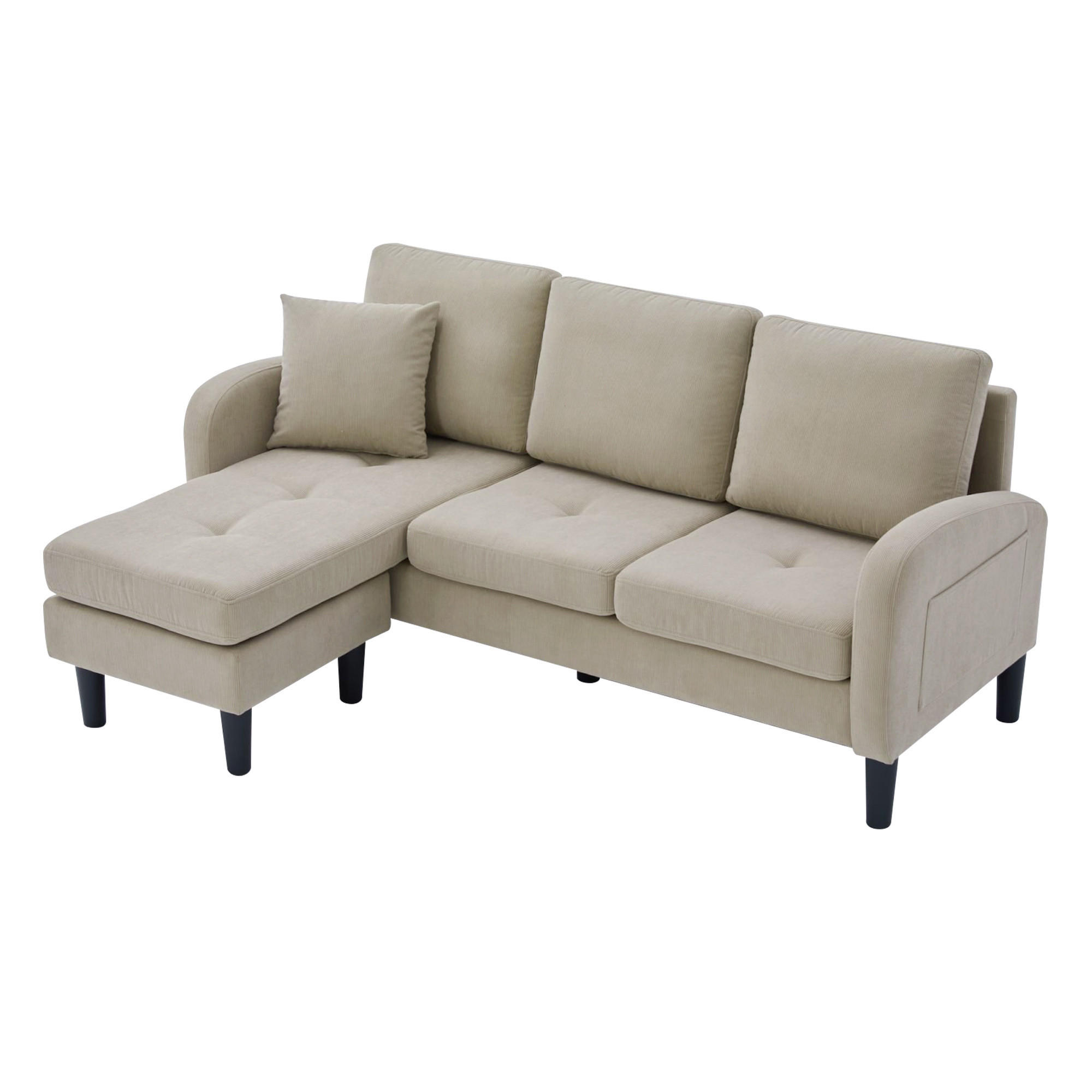 ECKSOFA Cordbezug mit modularer Chaiselongue Hellbraun 166/118/77 cm - Hellbraun, Textil (166/118cm) - Redom