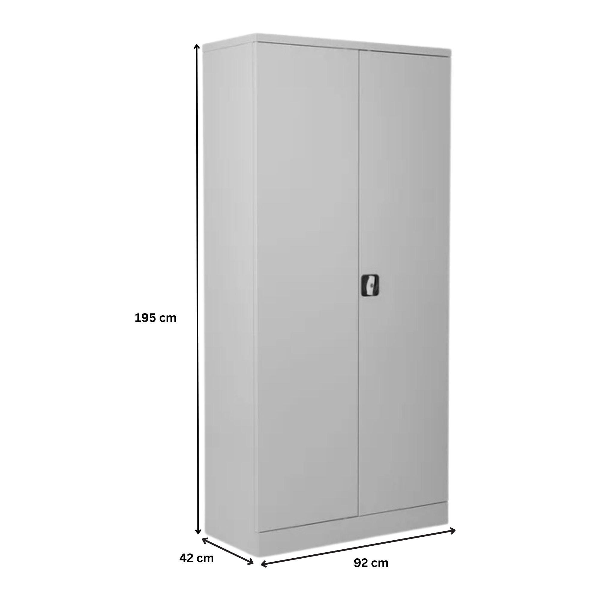 STAHLSCHRANK Bee mit 5 verzinkten Fachböden 195x92x42 cm Korpusfarbe Lichtgrau Frontfarbe Lichtgrau - Hellgrau, Metall (92/195/42cm)