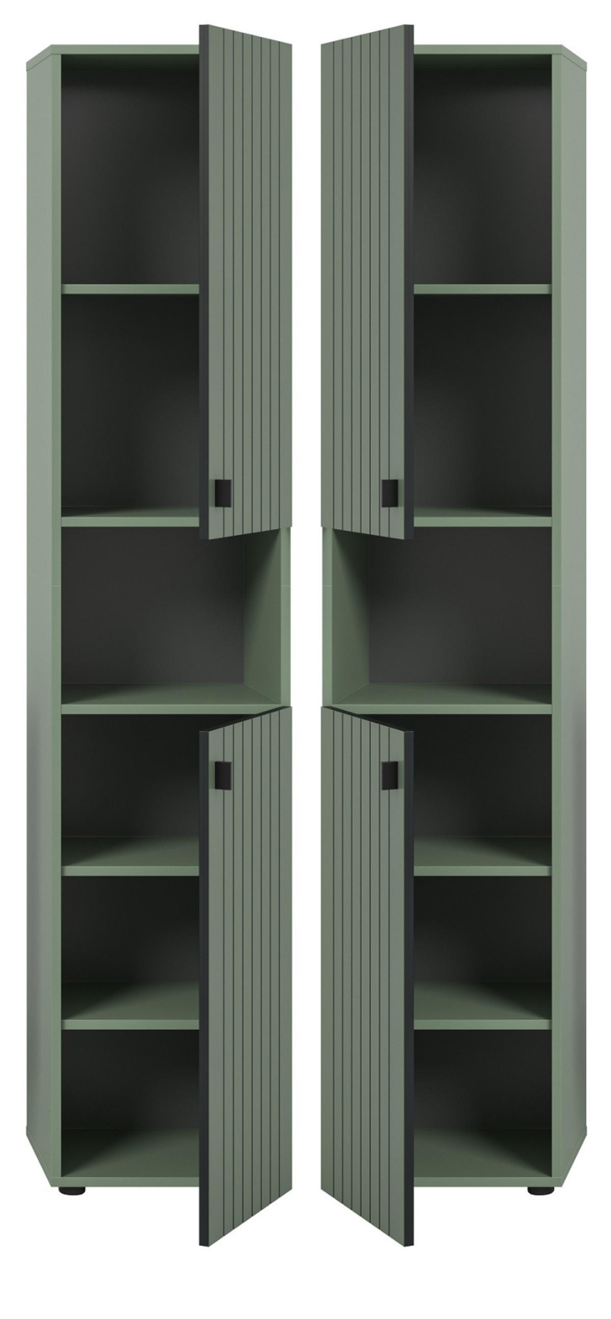 SCHUHSCHRANK grün, Flurschrank 40 x 192 cm, Türanschlag wechselbar - Schwarz/Grün, Holzwerkstoff/Kunststoff (40/192/37cm) - Inn.Furn