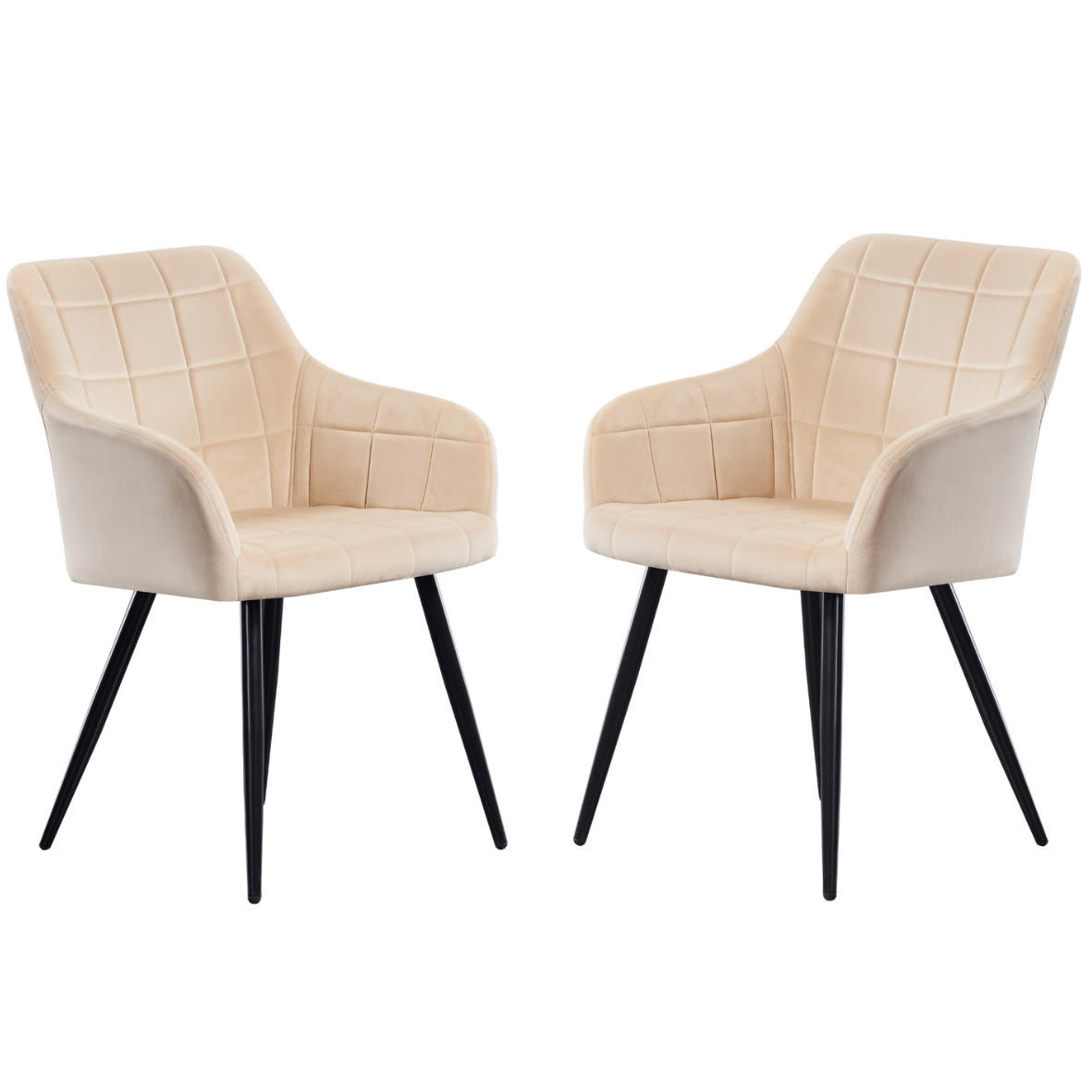 ESSZIMMERSTUHL Samt 2-teilig Creme - Creme, Metall (55/82/59cm) - Life Interiors