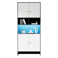 SIDEBOARD aus Spanplatte 40x80x185 cm Weiß/Schwarz mit verstellbaren Einlegeböden und Kippsicherung - Weiß, Holzwerkstoff (80/185/40cm) - Modfu