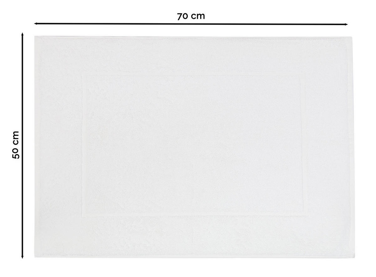 BADEMATTE, 2er-Set, 50x70 cm, 100% Baumwolle, Weiß - Weiß, Textil (50/70cm) - Zollner
