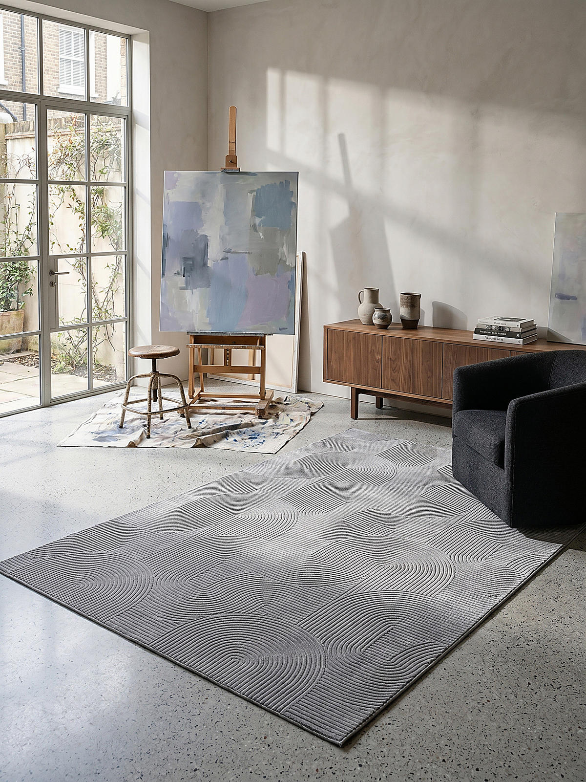 KURZFLORTEPPICH Antirutsch Geometrisch DALAR Polypropylen Grau 300 x 400 cm - Grau, Textil (300/400cm) - KADIMA DESIGN