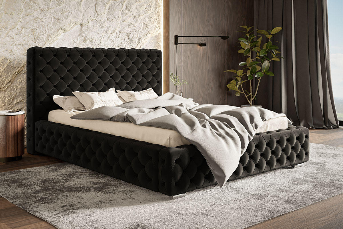 BETT Schwarz BEN 15 Mit Bettkasten 90x200 cm - Schwarz, Textil (90/200cm) - Sepro Meble
