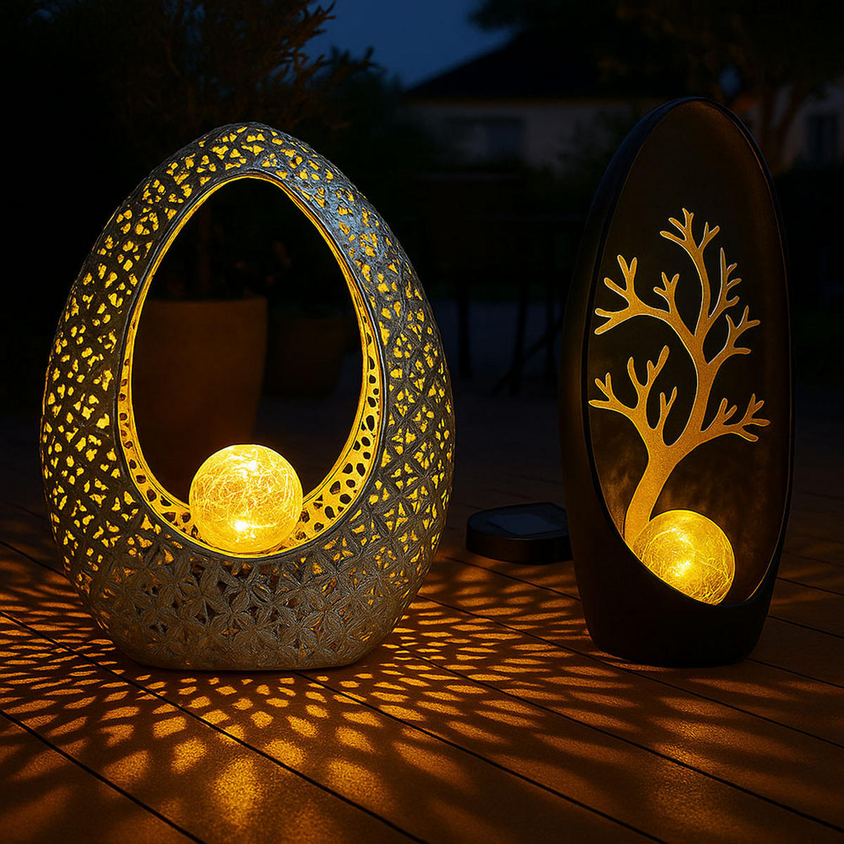 LED AUSSENLEUCHTE Bronze Baum 2er Set - Bronzefarben, Glas (21.5/9.5/27.5cm) - Globo Lighting