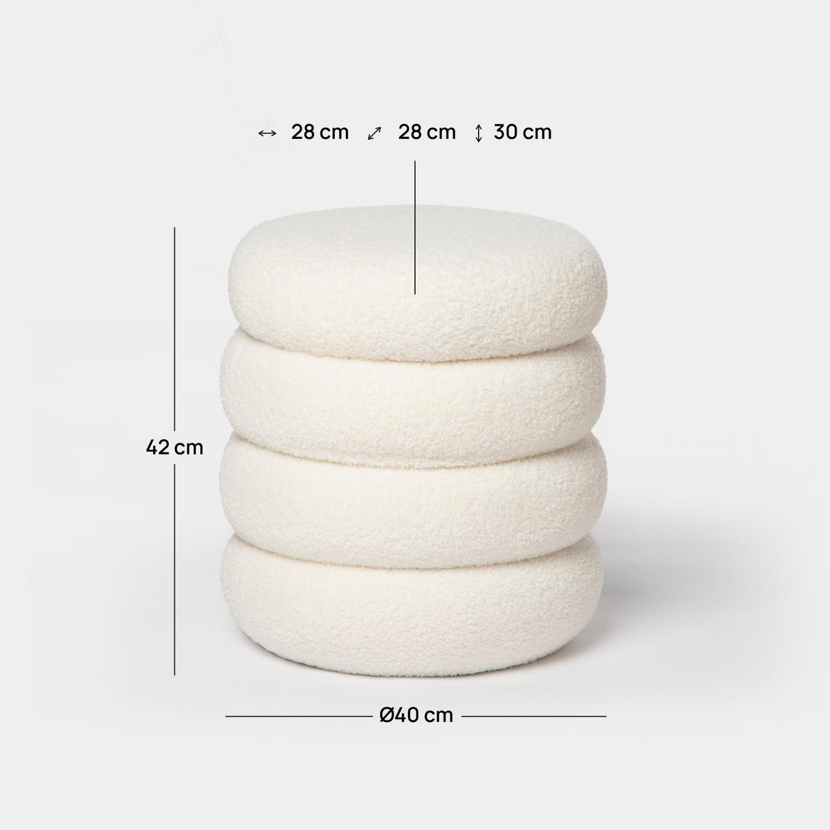 POUF Roma Weiß 40 cm x 42 cm - Weiß, Textil (40/42/40cm) - Klast Home