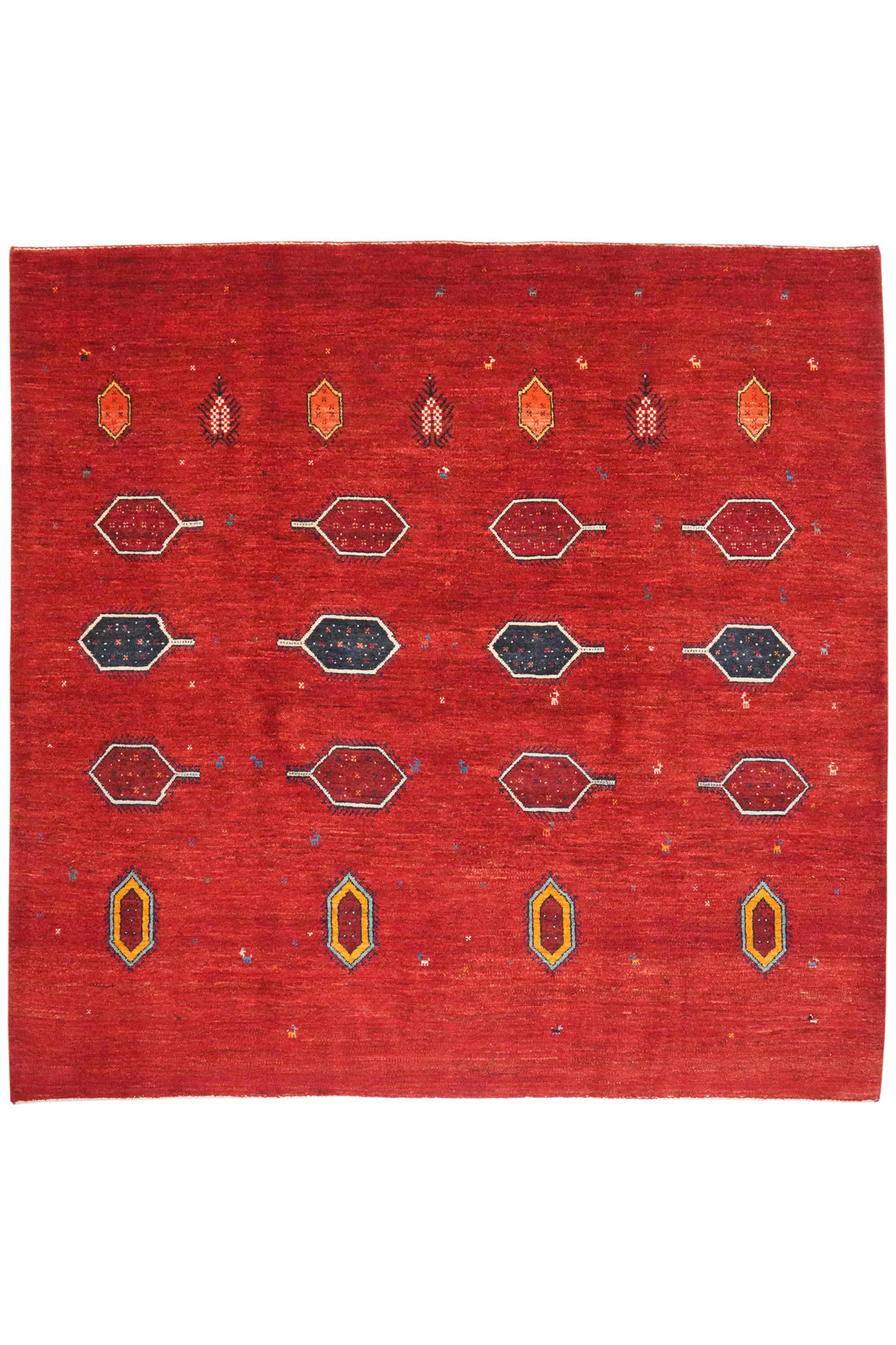 TEPPICH Rizbaf Rot 197/201 cm Schurwolle - Rot, Textil (201/197cm) - Looma