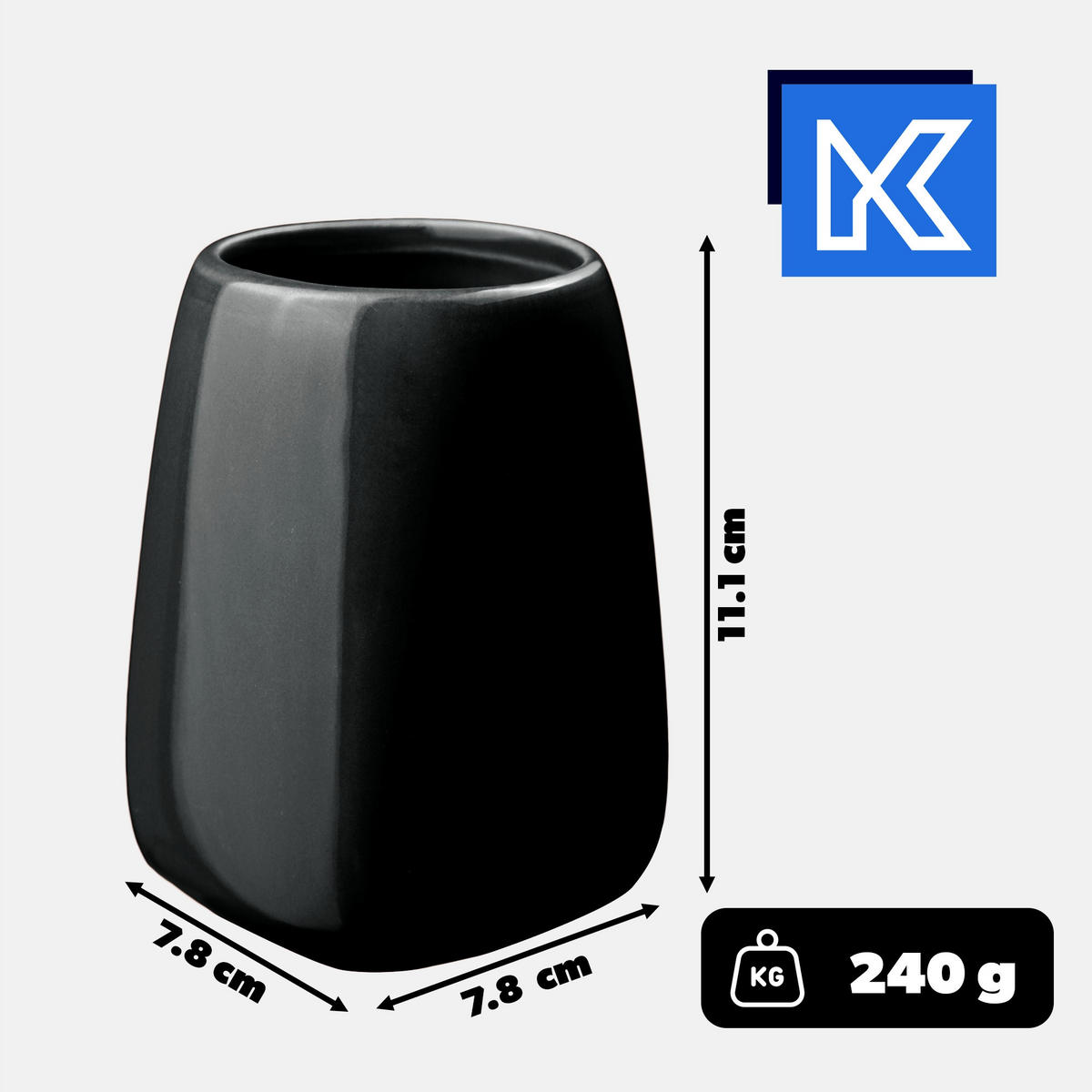 BADEZIMMERBECHER schwarz - Schwarz, Keramik (8/11cm) - KADAX