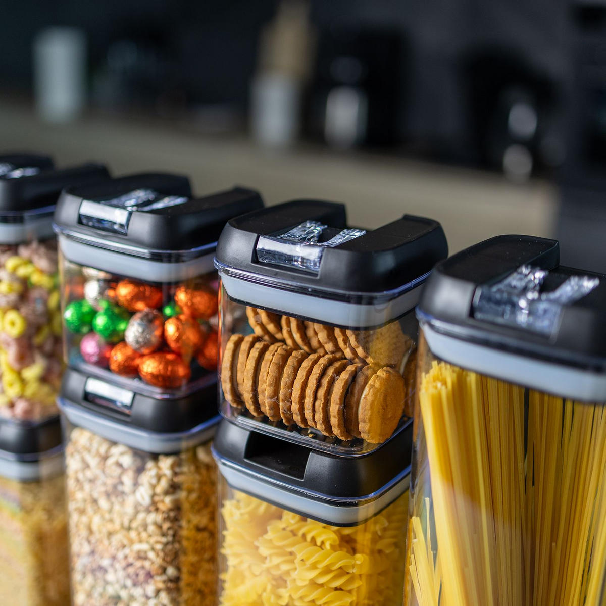 VORRATSDOSEN Set Aufbewahrungsboxen (7-tlg.) - Schwarz, Kunststoff - Intirilife