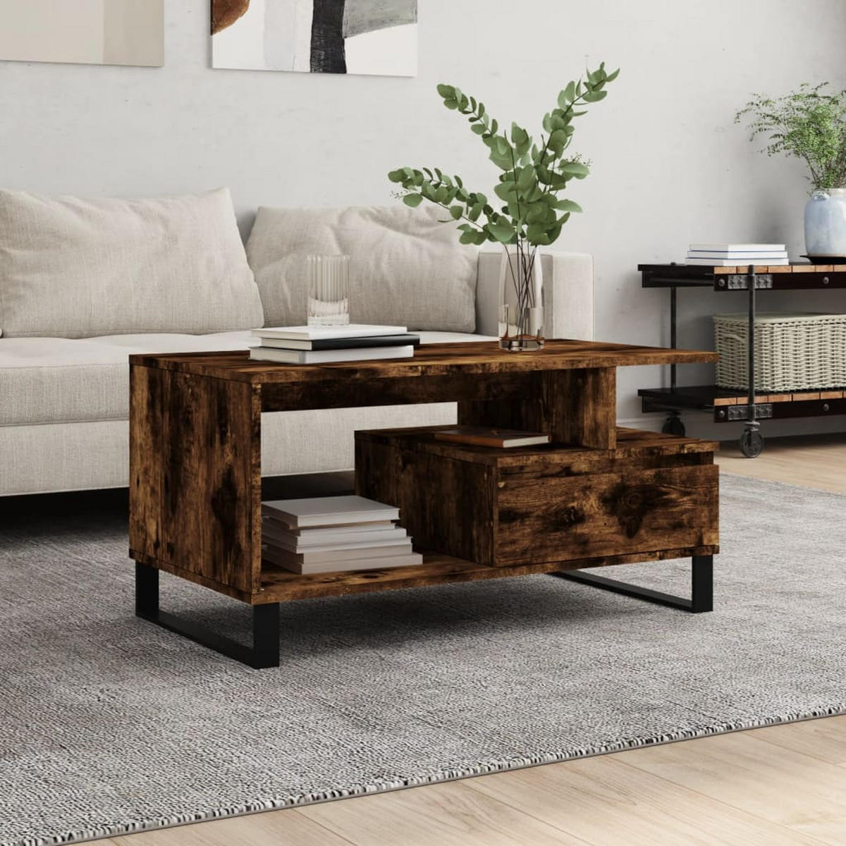 COUCHTISCH Räuchereiche 90x49x45 cm Holzwerkstoff - Braun, Holzwerkstoff (90/49/45cm) - furnicato