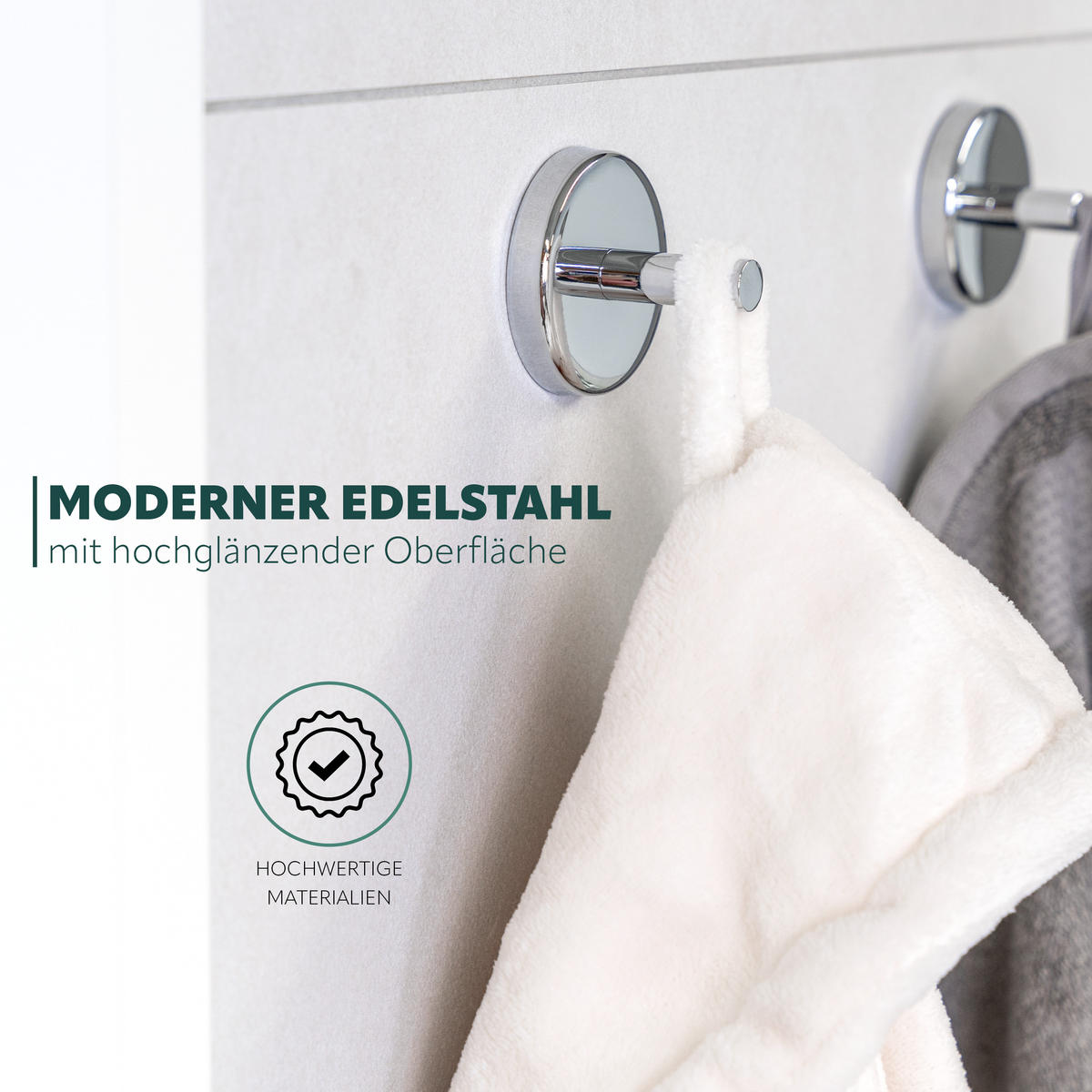 HANDTUCHHAKEN LUCENTE 4er Set, Edelstahl verchromt - Chromfarben, Metall (6/4.5/6cm) - bremermann