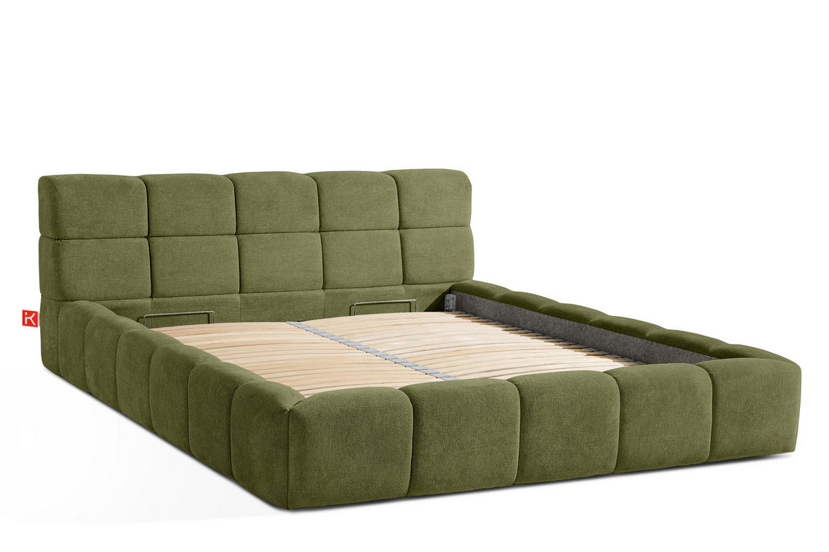 POLSTERBETT AERI 140/160/180/200 mit Rahmen und Bettkasten, oliv - Olivgrün, Holz/Holzwerkstoff (180/200cm) - KONSIMO®