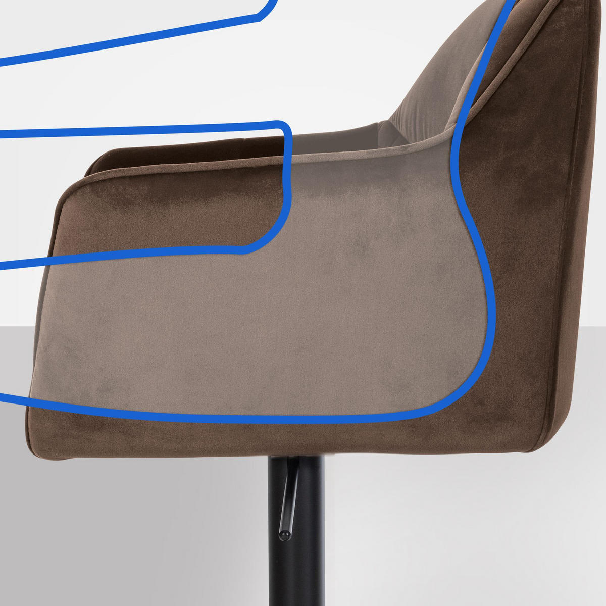 BARHOCKER Samt Braun - Schwarz/Braun, Textil/Metall (64/88/45cm) - CLP